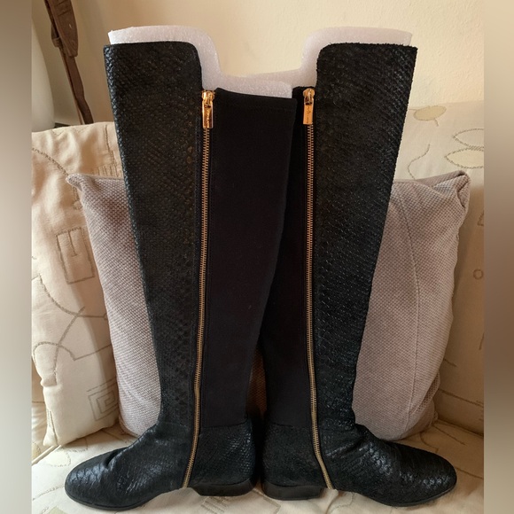 Michael Kors Bromley Distressed Embossed Leather Flat Boot - Picture 2 of 7